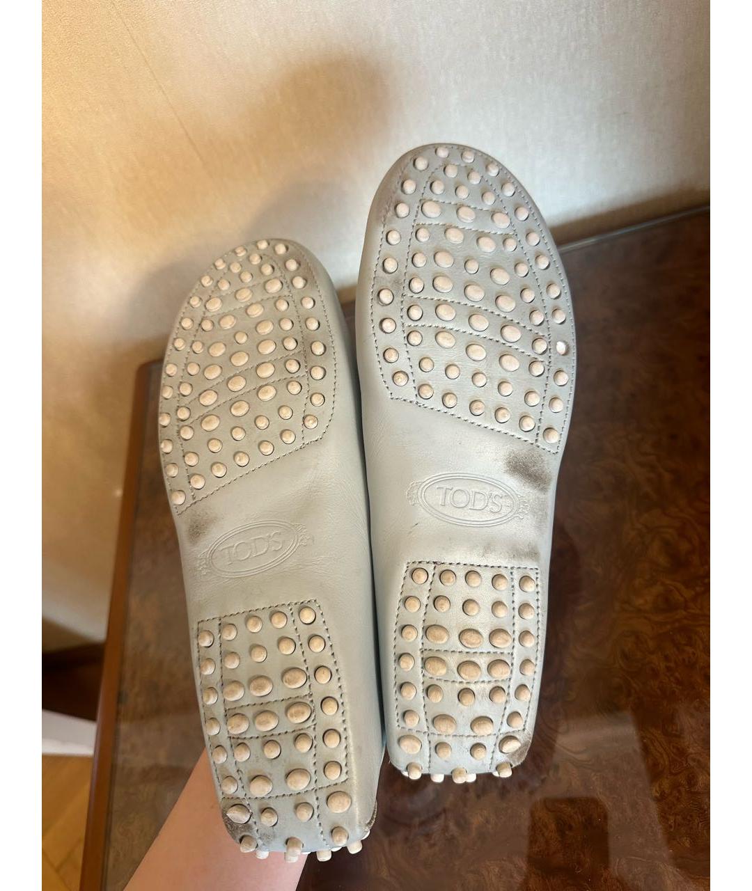 TOD'S Бирюзовые кожаные мокасины, фото 5