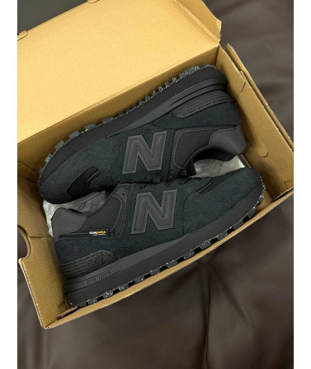 NEW BALANCE Черные замшевые низкие кроссовки / кеды, фото 4