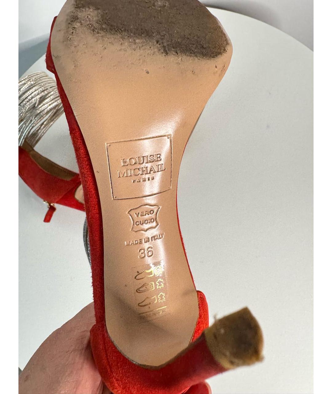 Louise Michail Коралловые замшевые босоножки, фото 6