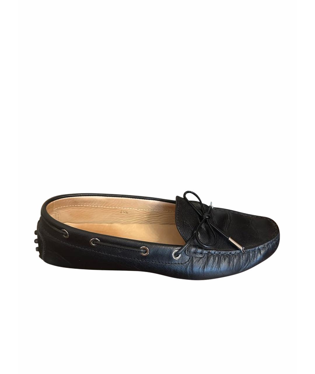 TOD'S Черные кожаные мокасины, фото 1