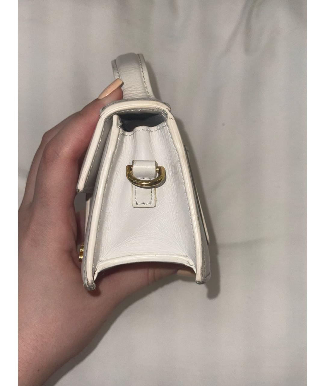 JACQUEMUS Белая кожаная сумка через плечо, фото 6