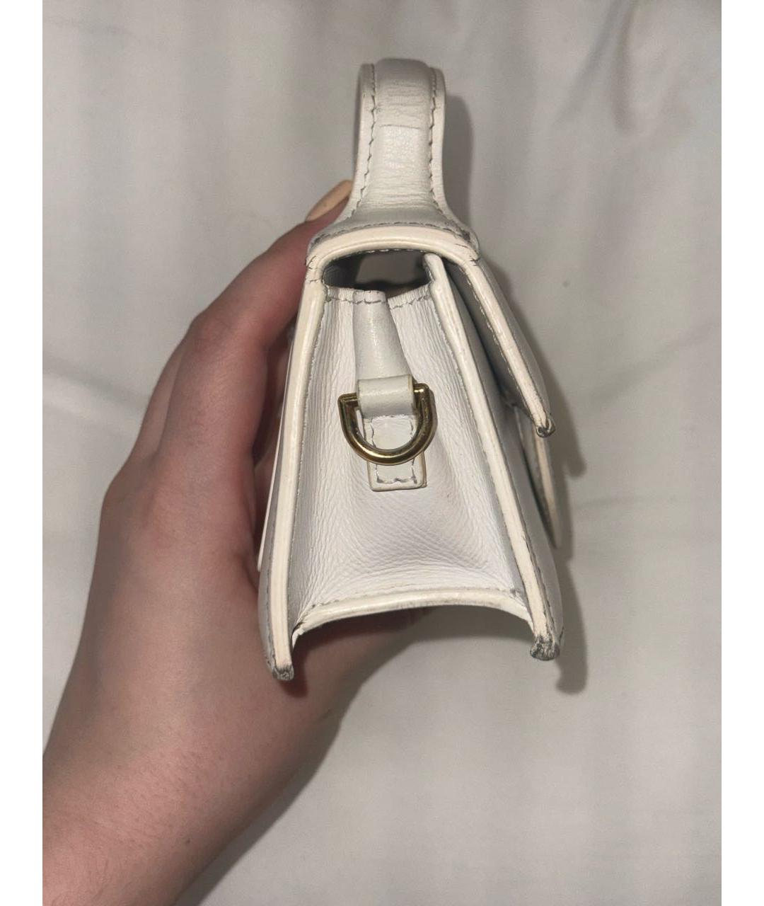 JACQUEMUS Белая кожаная сумка через плечо, фото 5