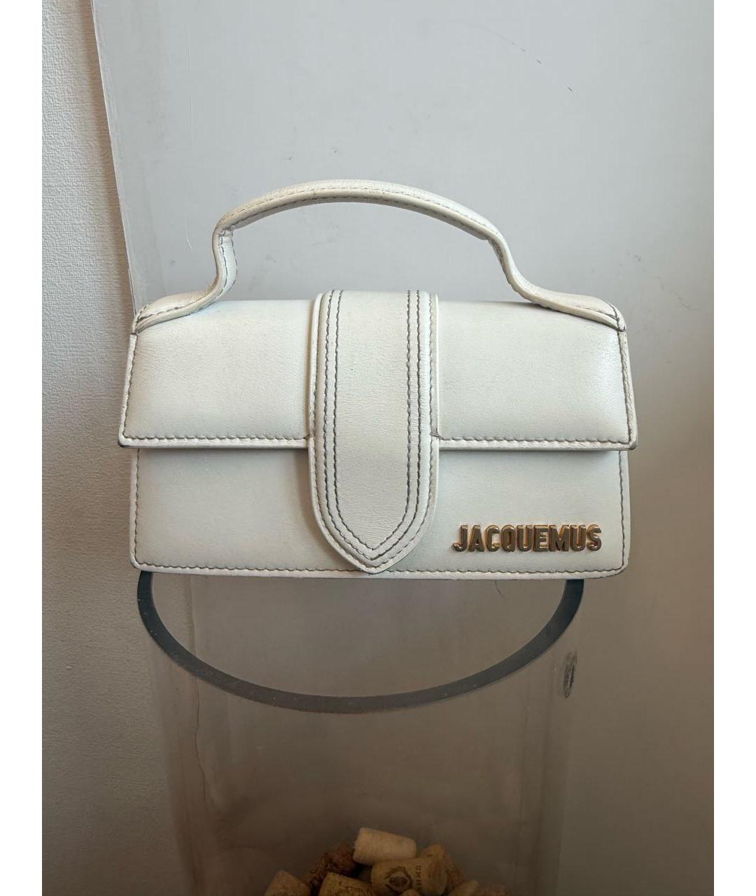 JACQUEMUS Белая кожаная сумка через плечо, фото 9