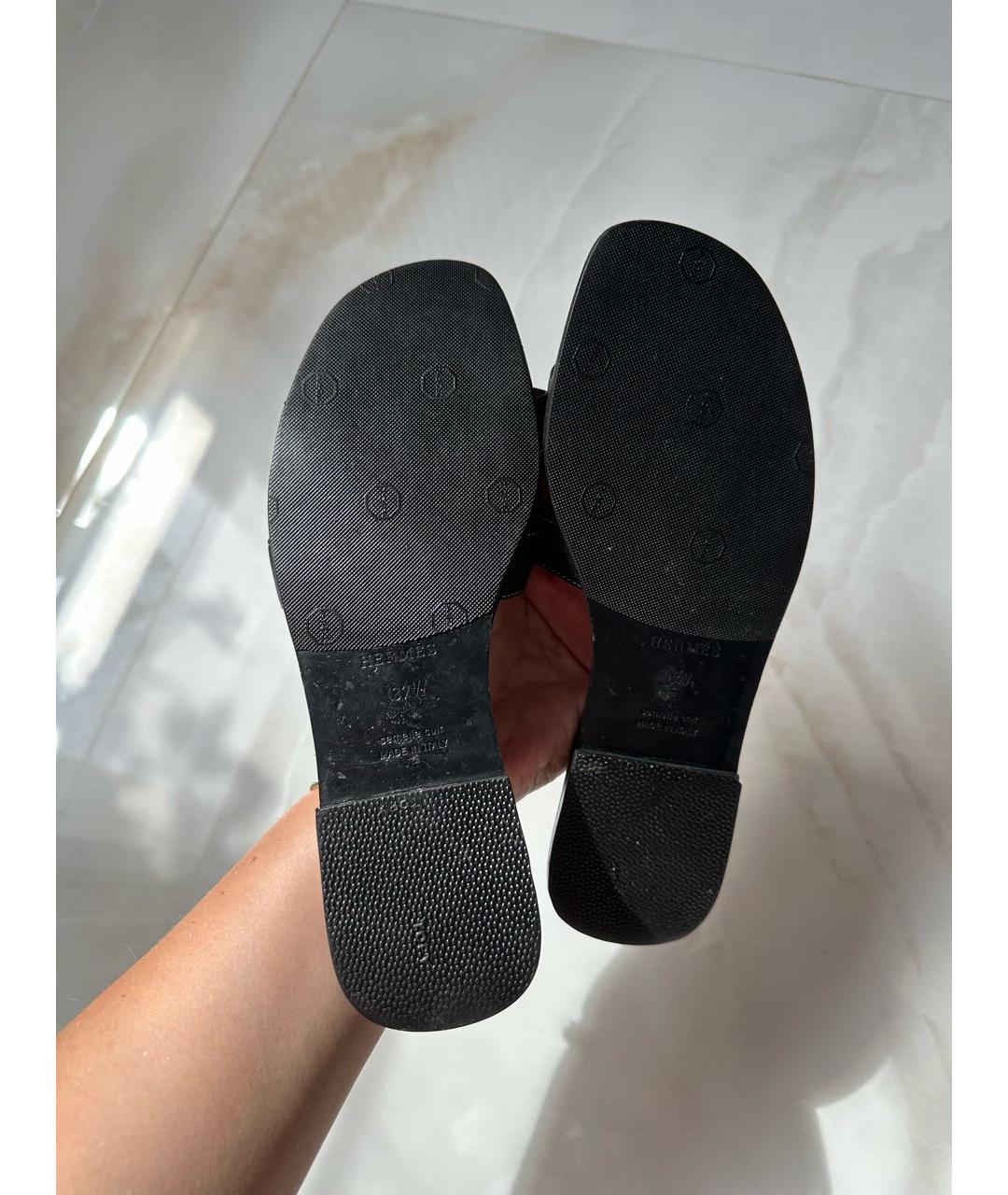 HERMES Черные шлепанцы, фото 7