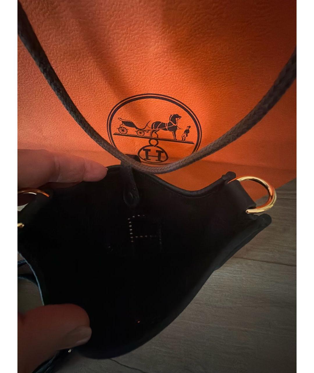 HERMES Черная кожаная сумка через плечо, фото 4