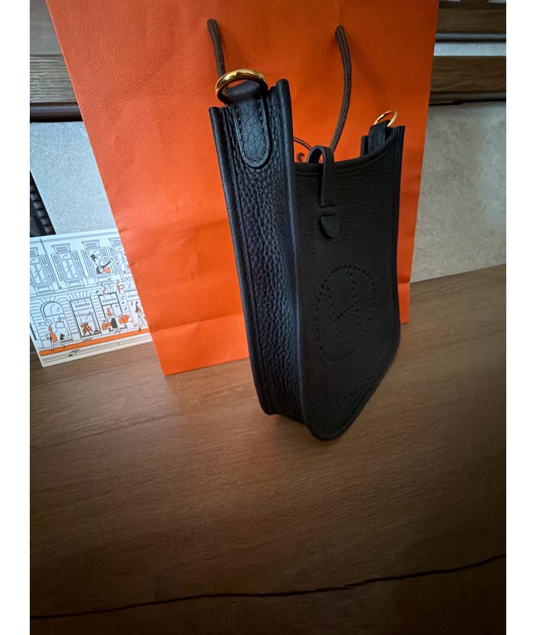 HERMES Черная кожаная сумка через плечо, фото 2