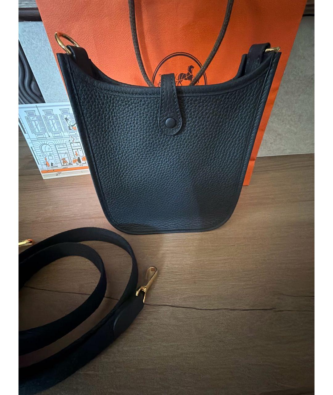 HERMES Черная кожаная сумка через плечо, фото 3