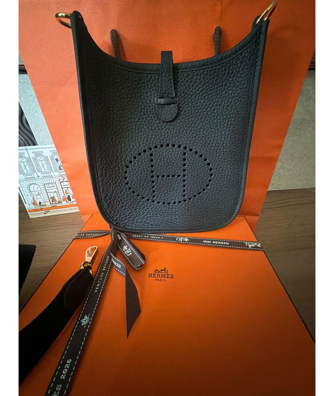 HERMES Черная кожаная сумка через плечо, фото 7