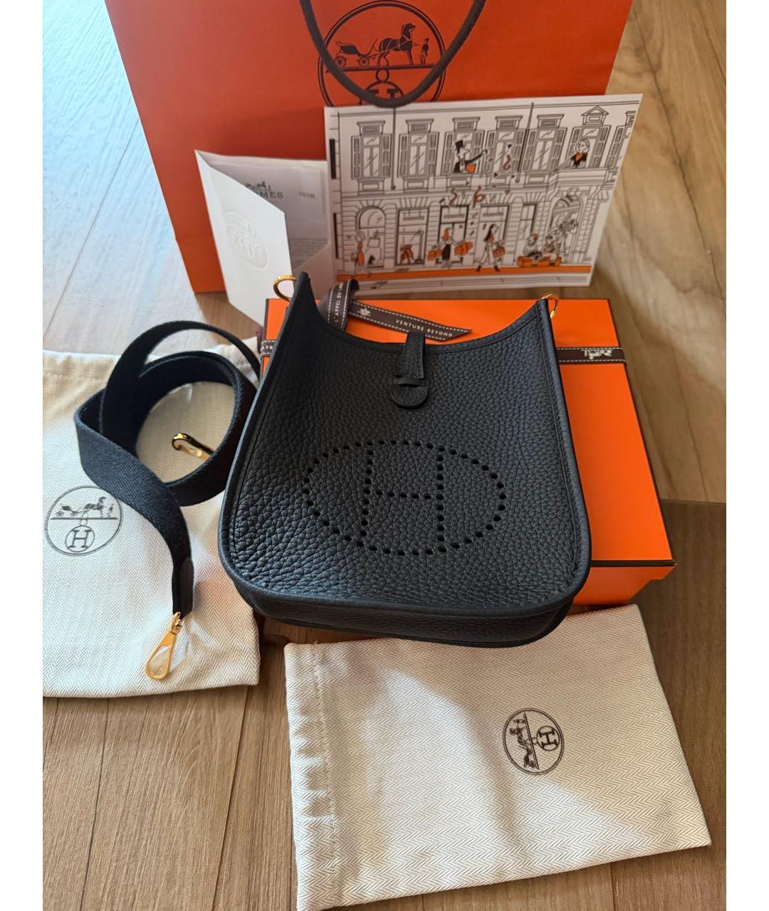 HERMES Черная кожаная сумка через плечо, фото 5