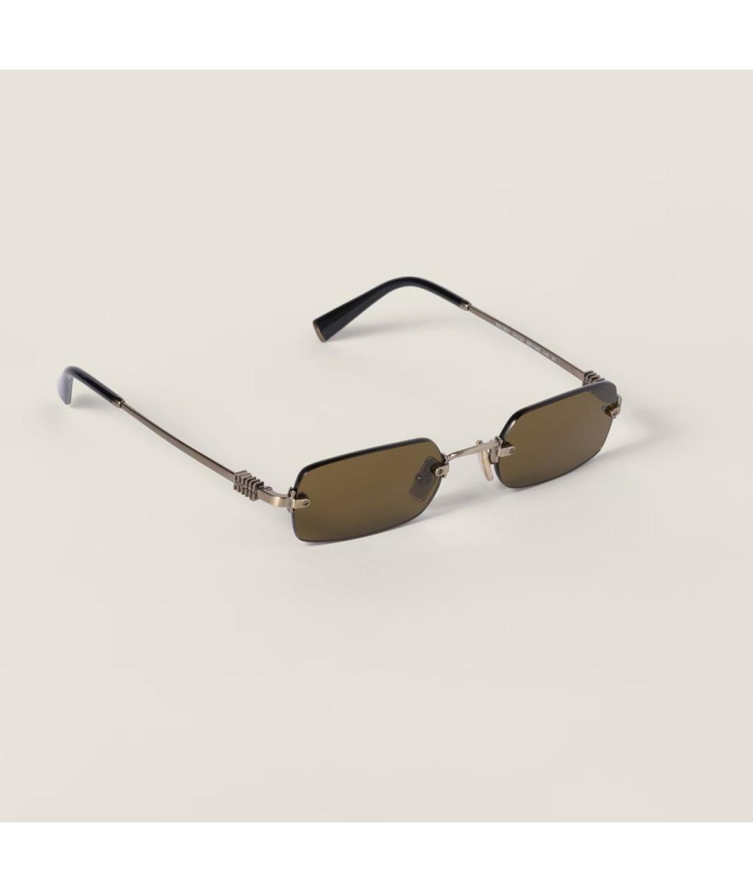 MIU MIU Коричневые металлические солнцезащитные очки, фото 5