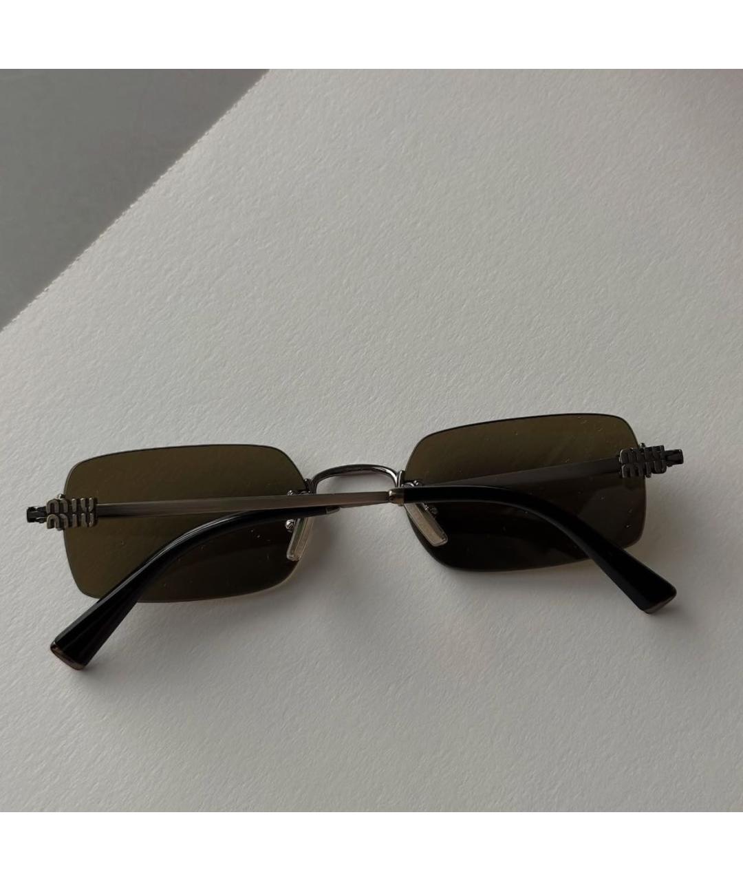 MIU MIU Коричневые металлические солнцезащитные очки, фото 4