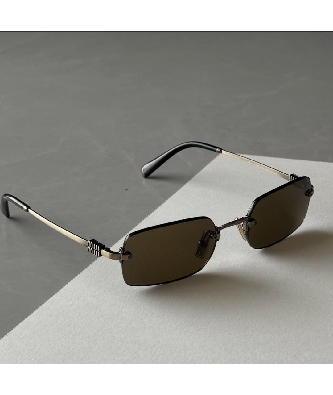MIU MIU Коричневые металлические солнцезащитные очки, фото 3