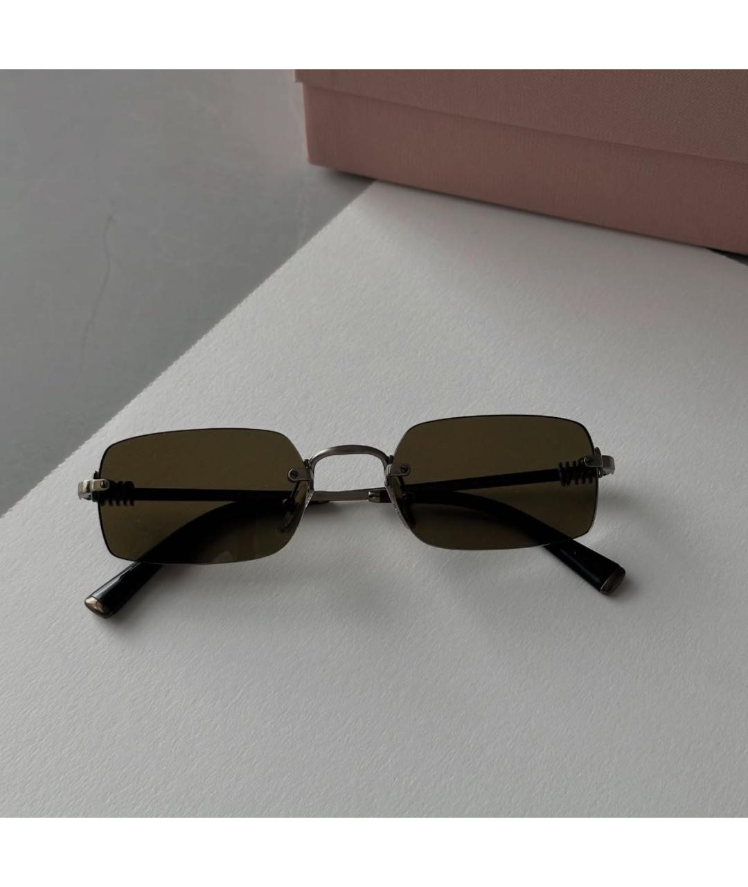 MIU MIU Коричневые металлические солнцезащитные очки, фото 2