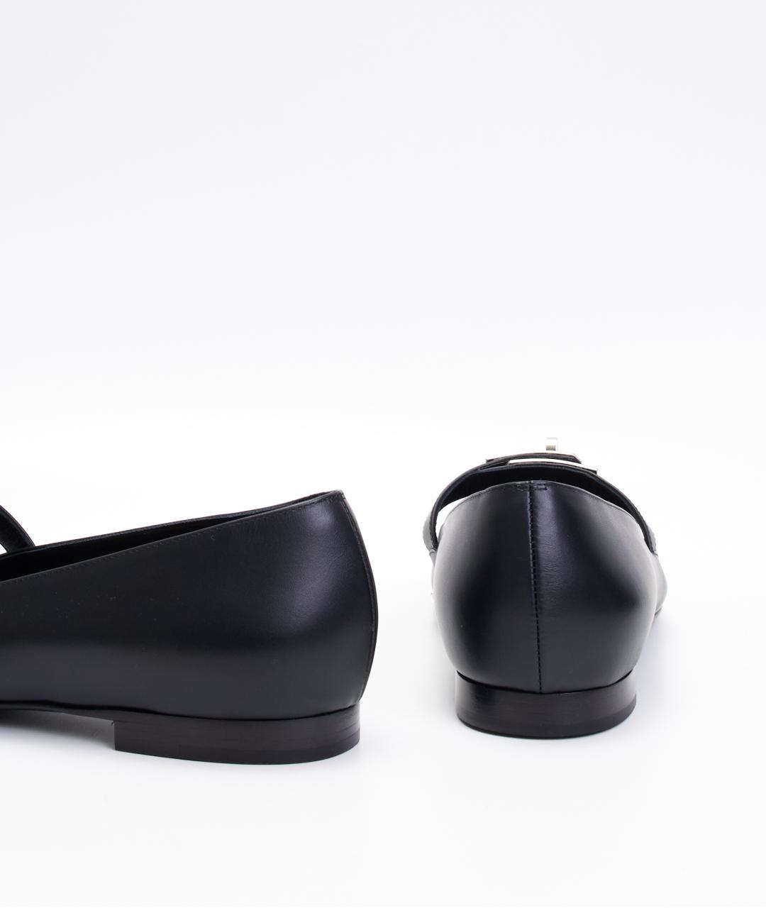 HERMES Черные кожаные балетки, фото 3