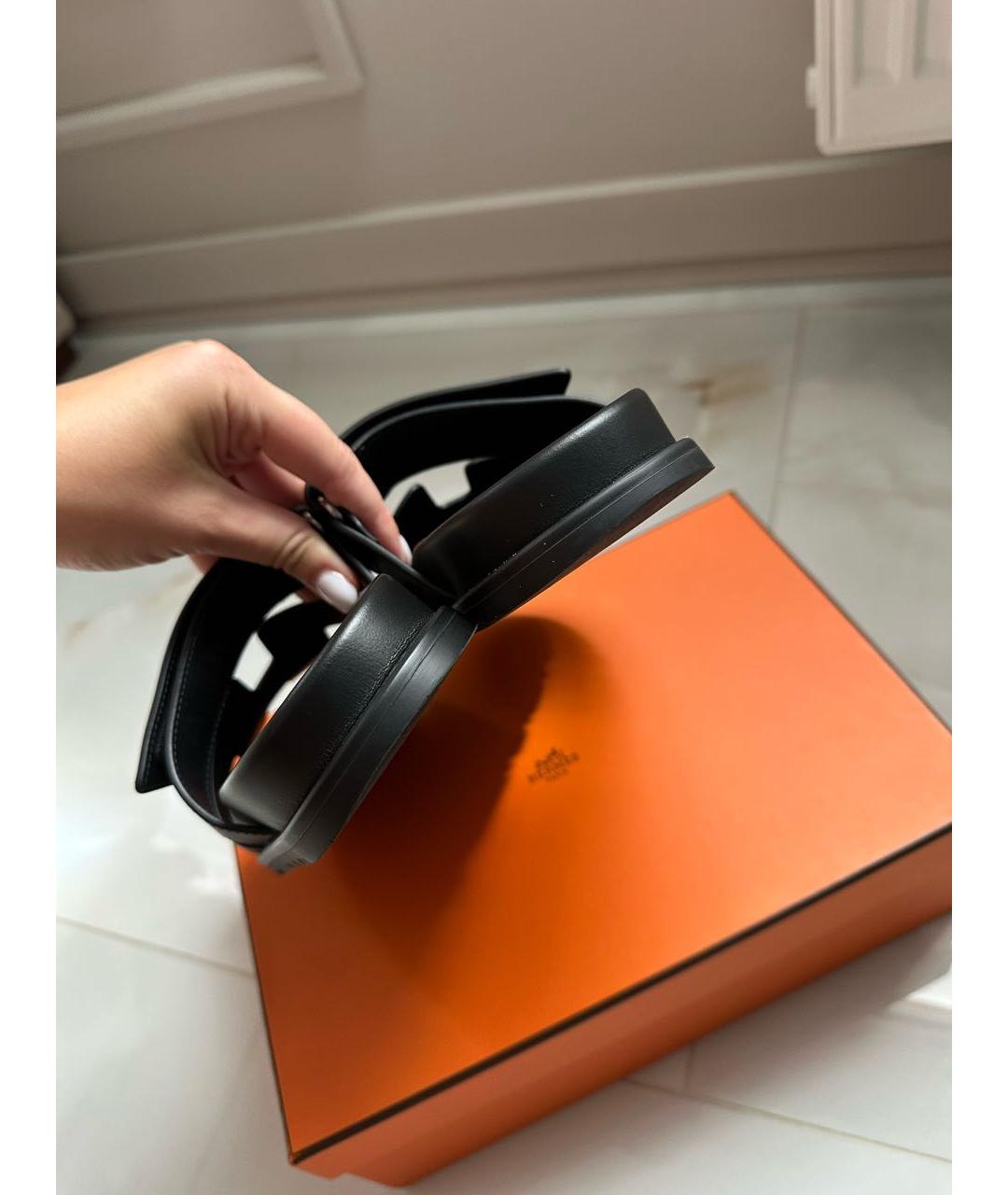 HERMES Черные шлепанцы, фото 7
