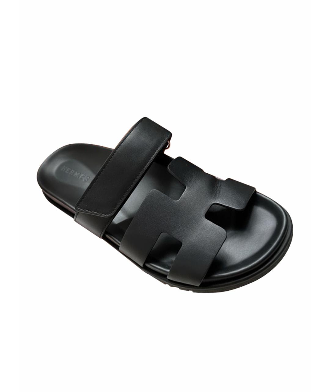 HERMES Черные шлепанцы, фото 1