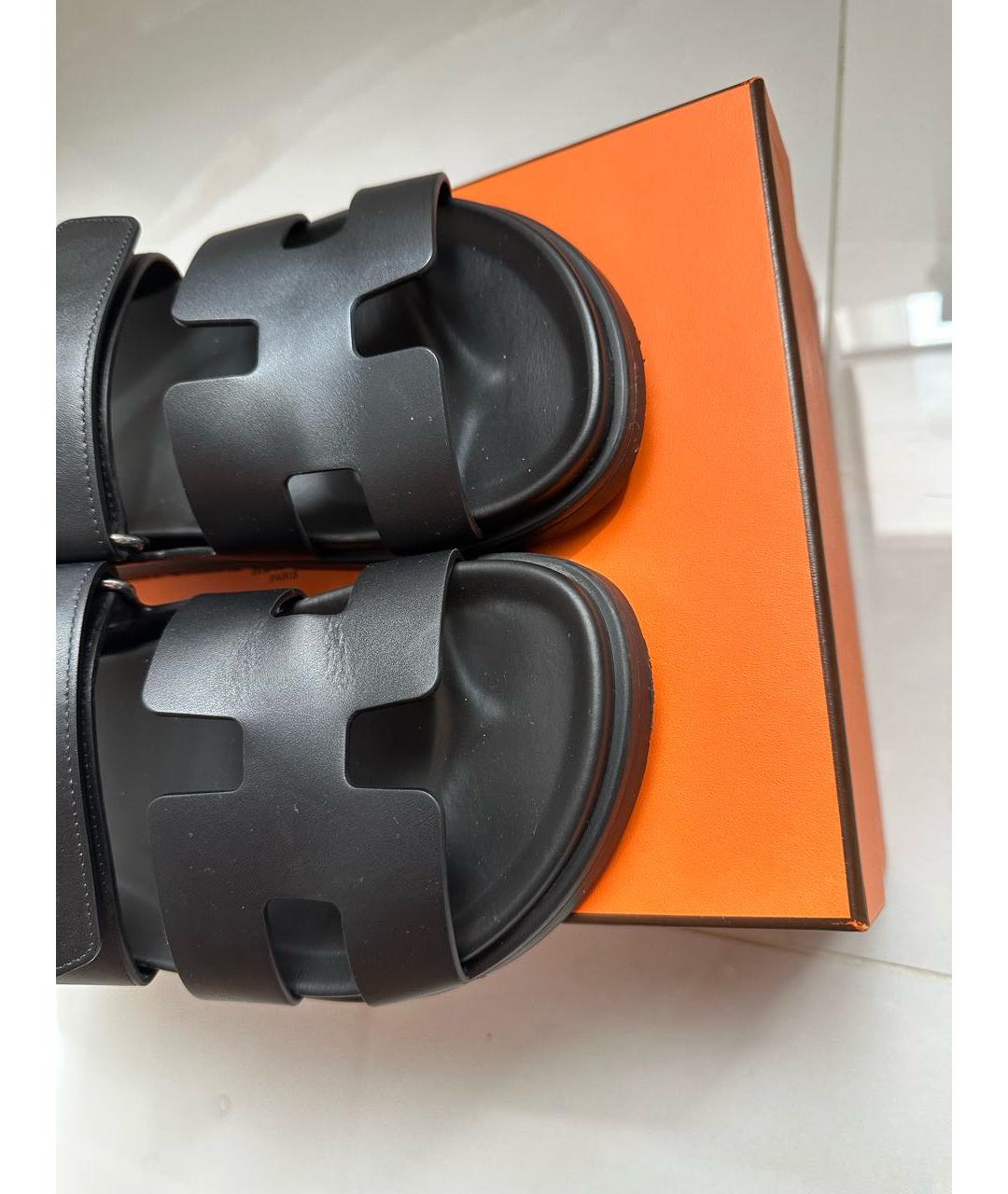 HERMES Черные шлепанцы, фото 3