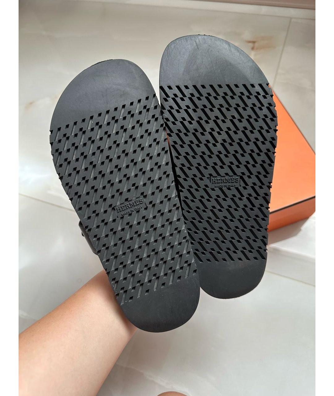 HERMES Черные шлепанцы, фото 6