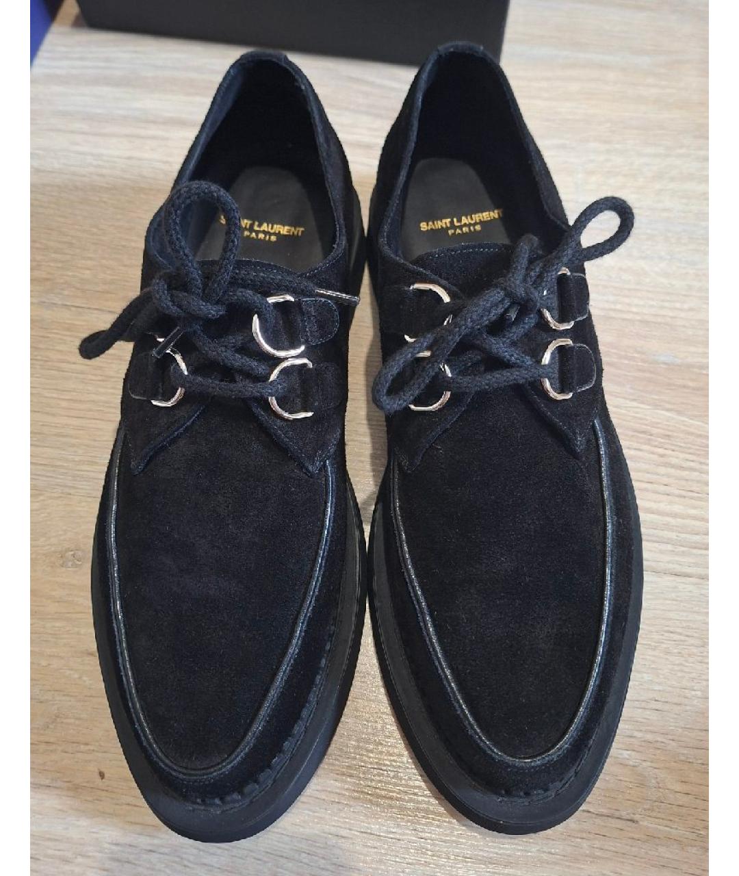 SAINT LAURENT Черные замшевые брогги и оксфорды, фото 5