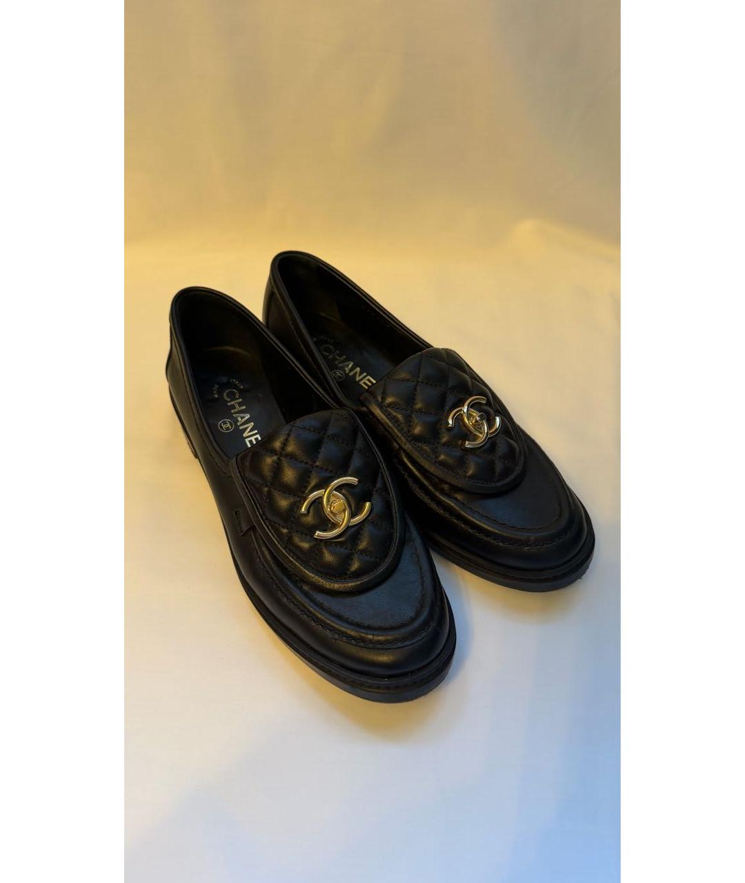 CHANEL Черные кожаные лоферы, фото 3