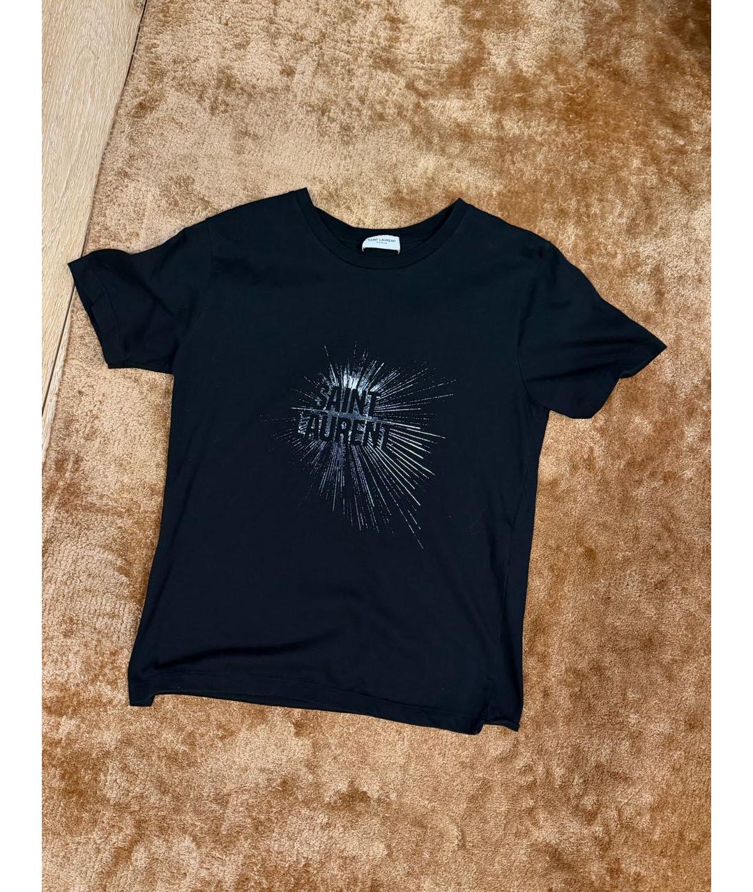 SAINT LAURENT Черная хлопковая футболка, фото 5