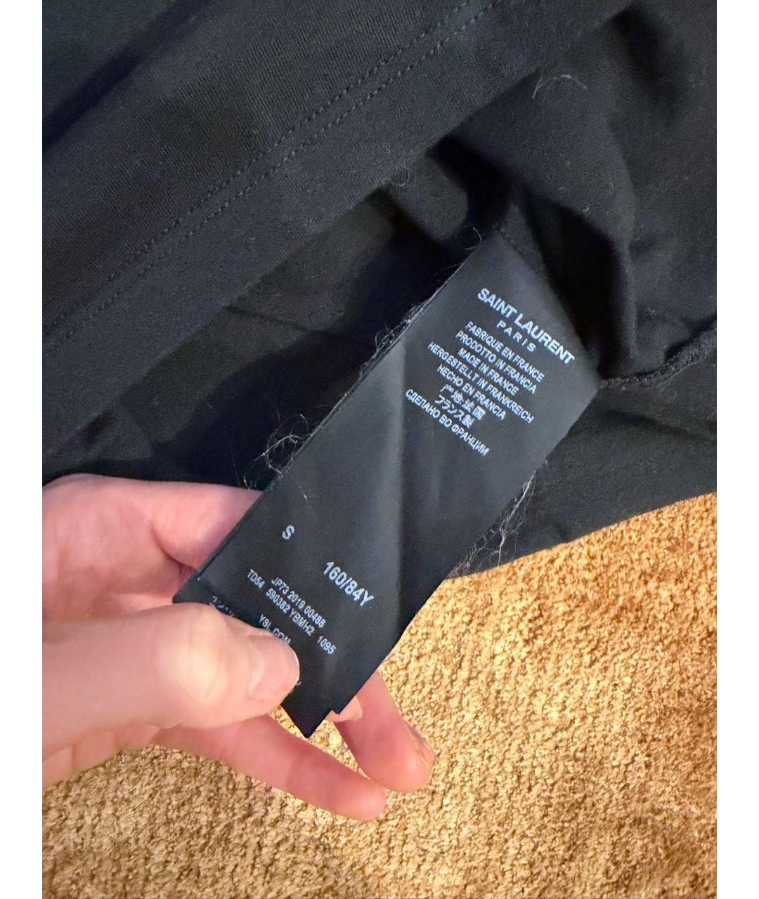 SAINT LAURENT Черная хлопковая футболка, фото 3