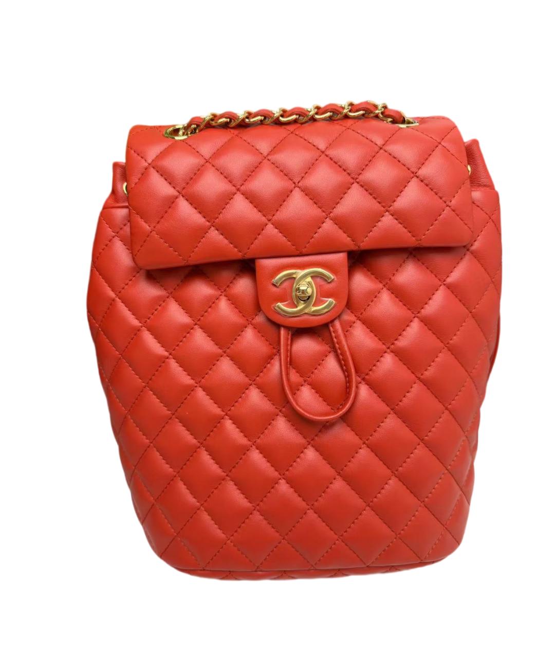 CHANEL Красный кожаный рюкзак, фото 8