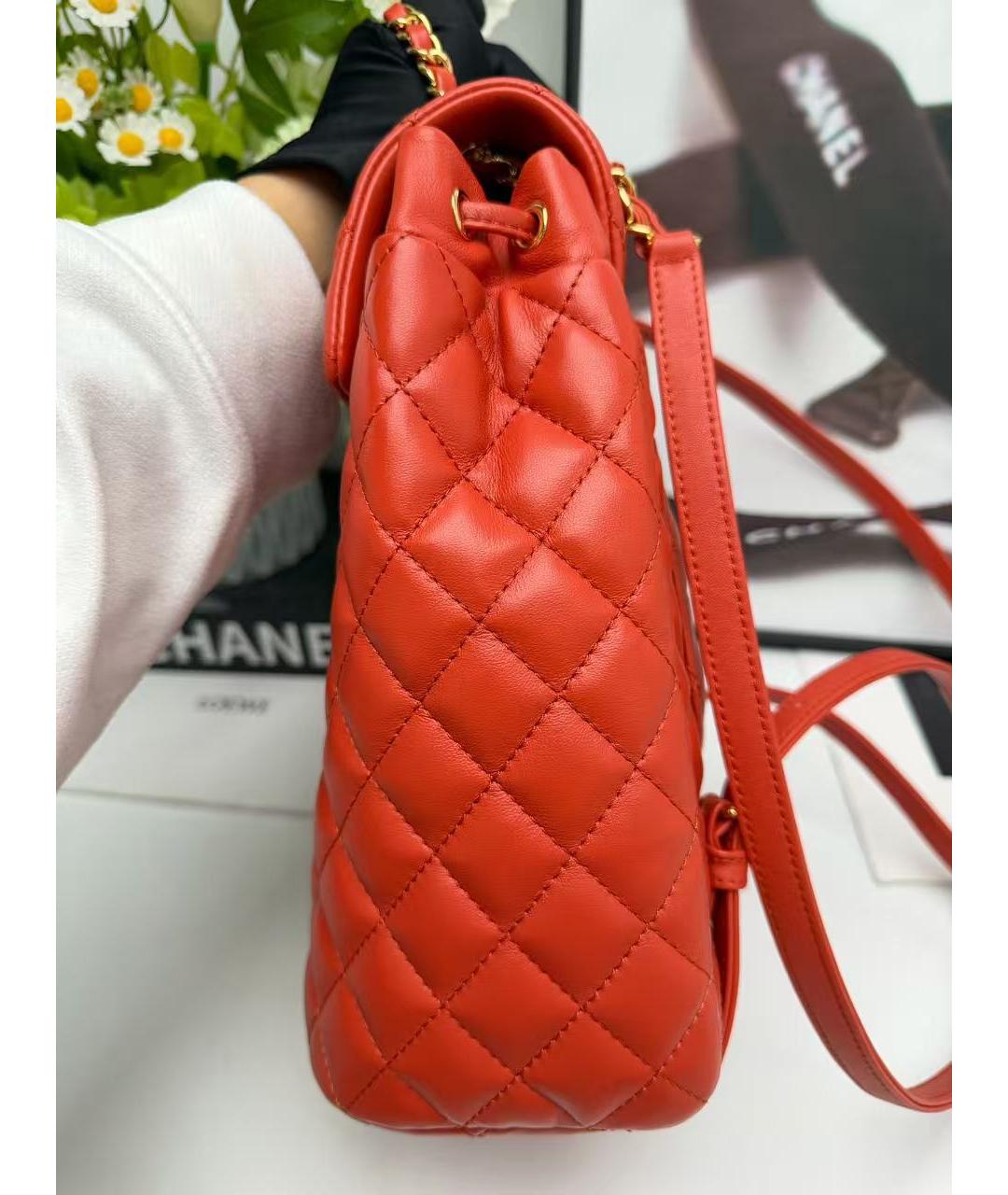 CHANEL Красный кожаный рюкзак, фото 4
