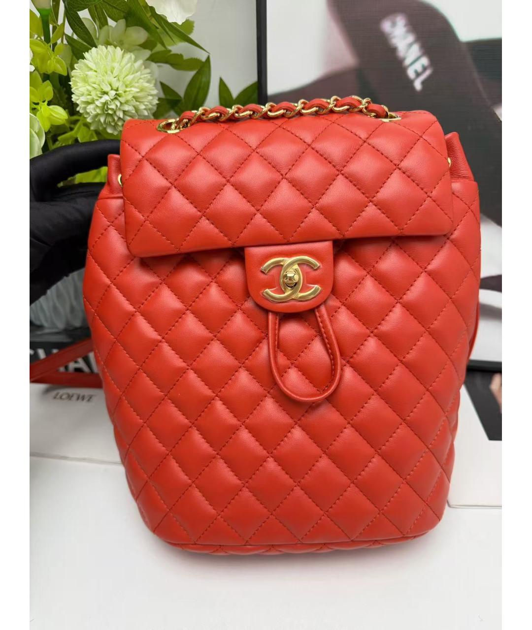 CHANEL Красный кожаный рюкзак, фото 2