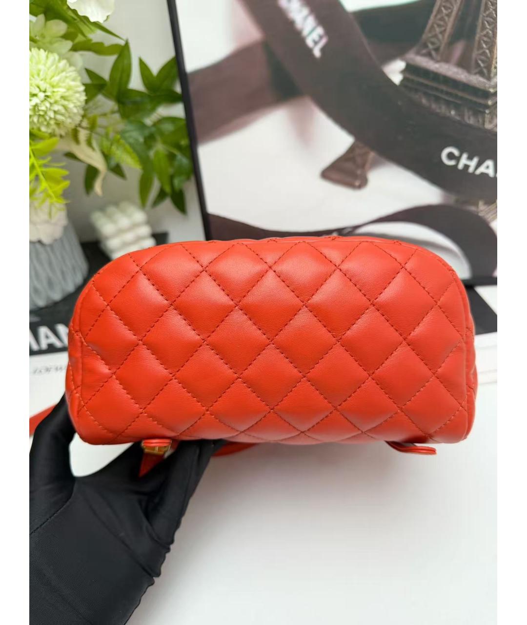 CHANEL Красный кожаный рюкзак, фото 6