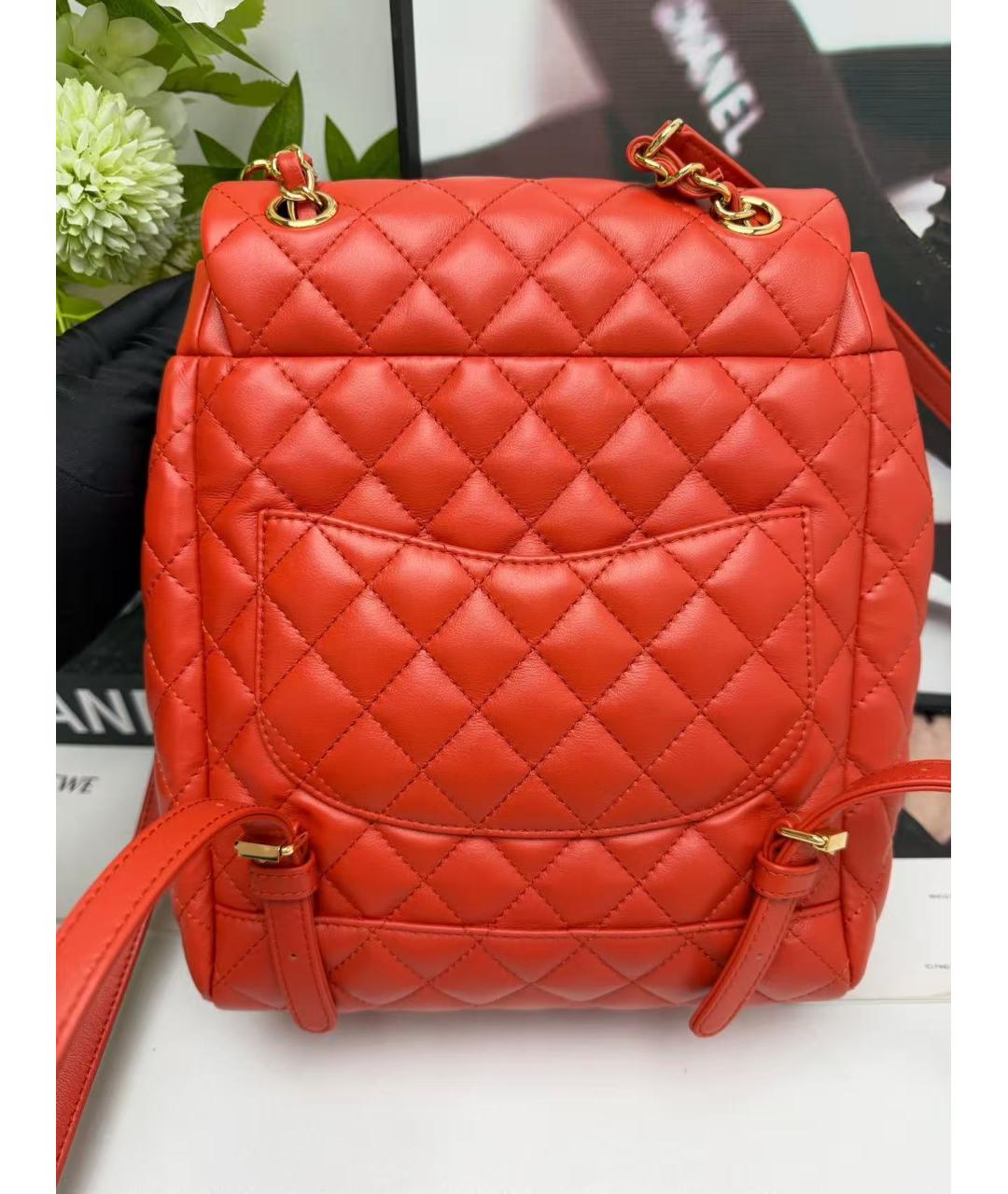 CHANEL Красный кожаный рюкзак, фото 3