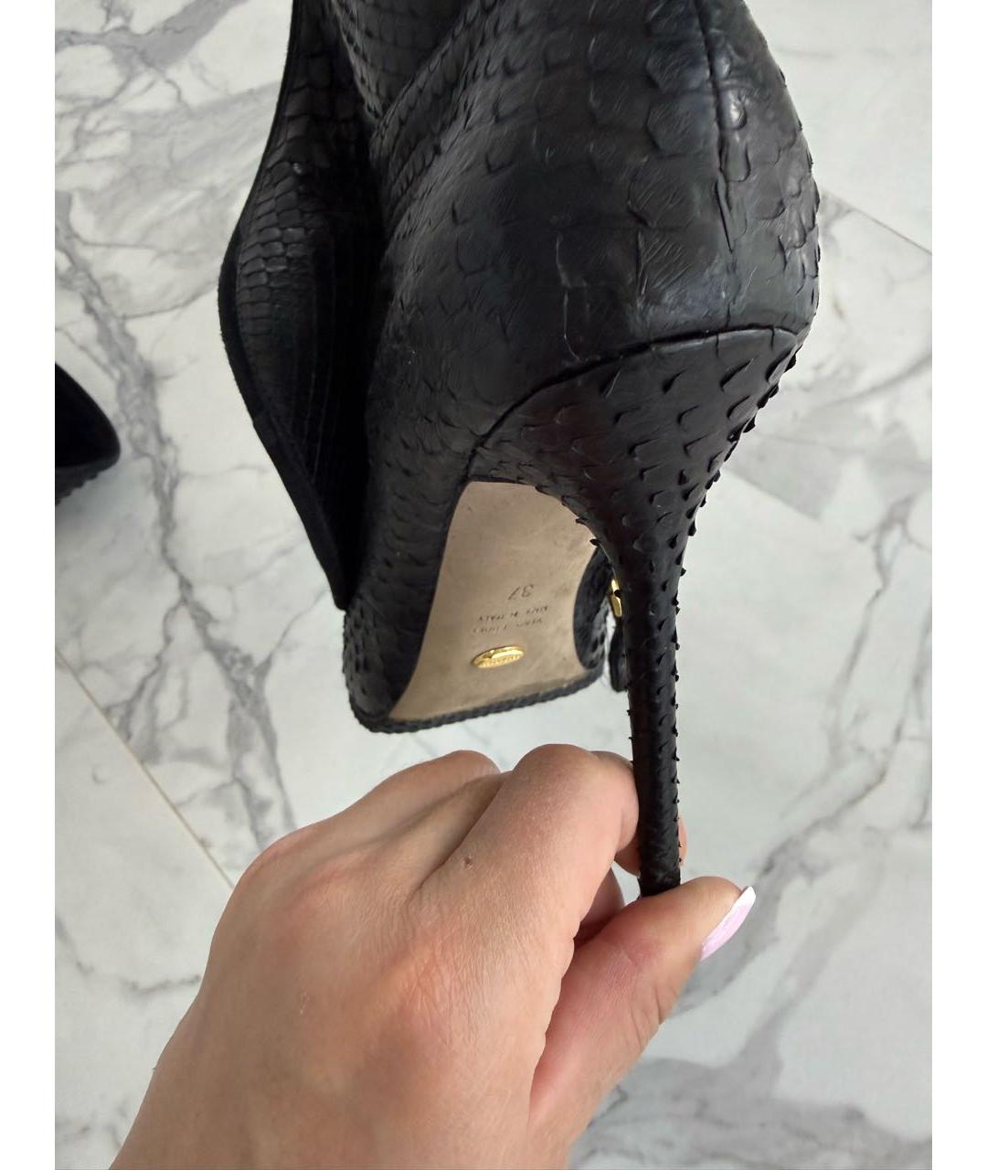 SERGIO ROSSI Черные ботильоны из экзотической кожи, фото 7