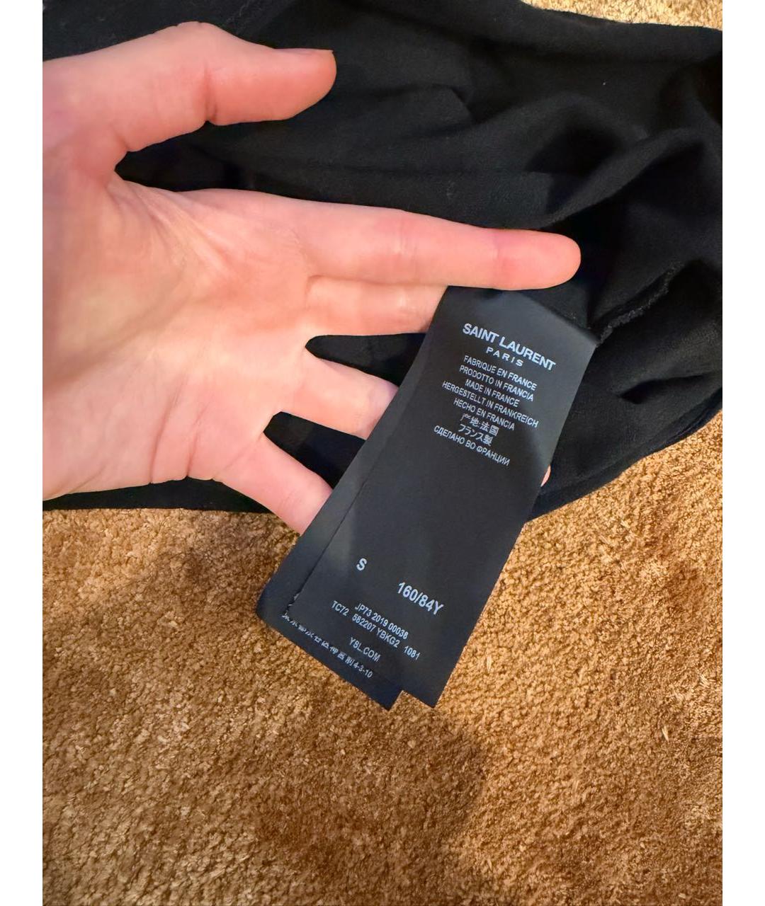 SAINT LAURENT Черная хлопковая футболка, фото 4