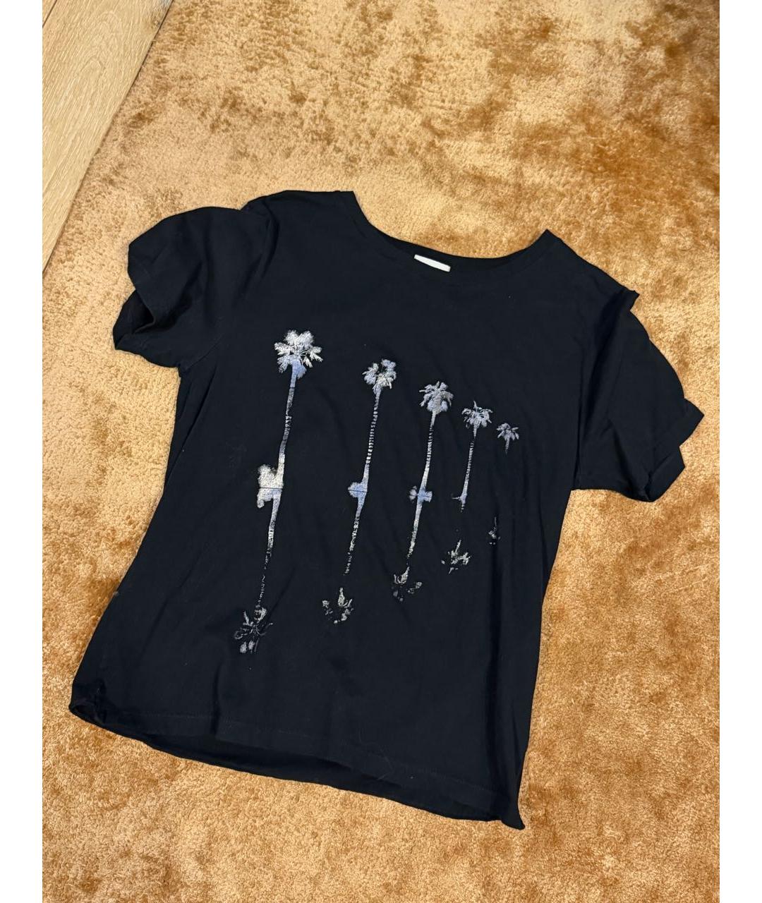 SAINT LAURENT Черная хлопковая футболка, фото 5