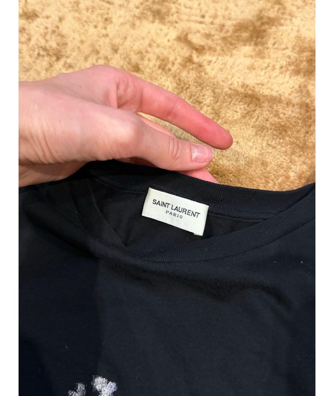 SAINT LAURENT Черная хлопковая футболка, фото 2
