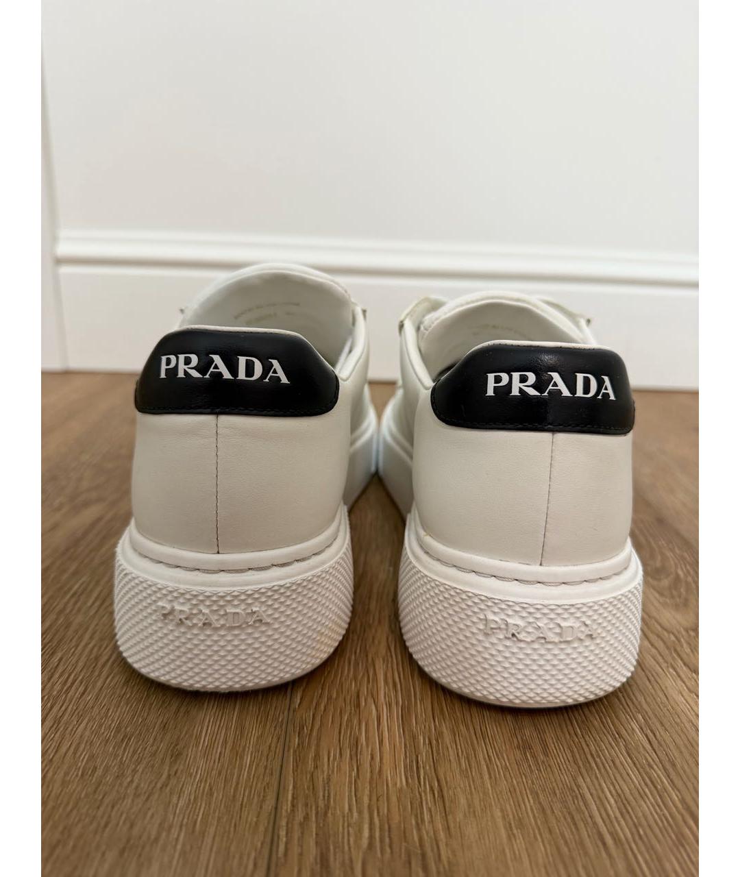 PRADA Белые кожаные кроссовки, фото 4