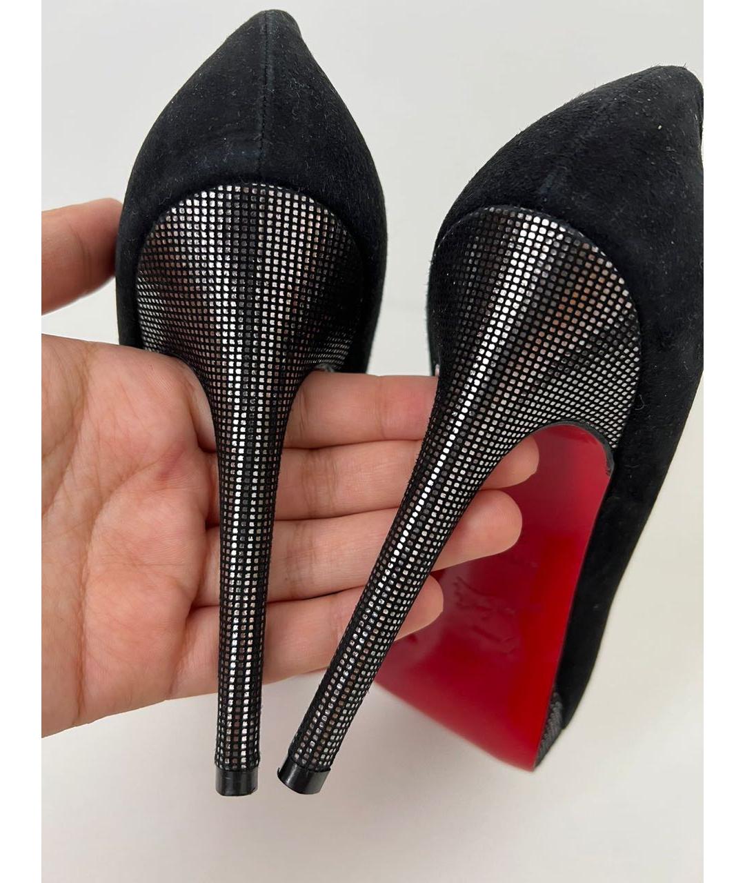 CHRISTIAN LOUBOUTIN Черные замшевые туфли, фото 4