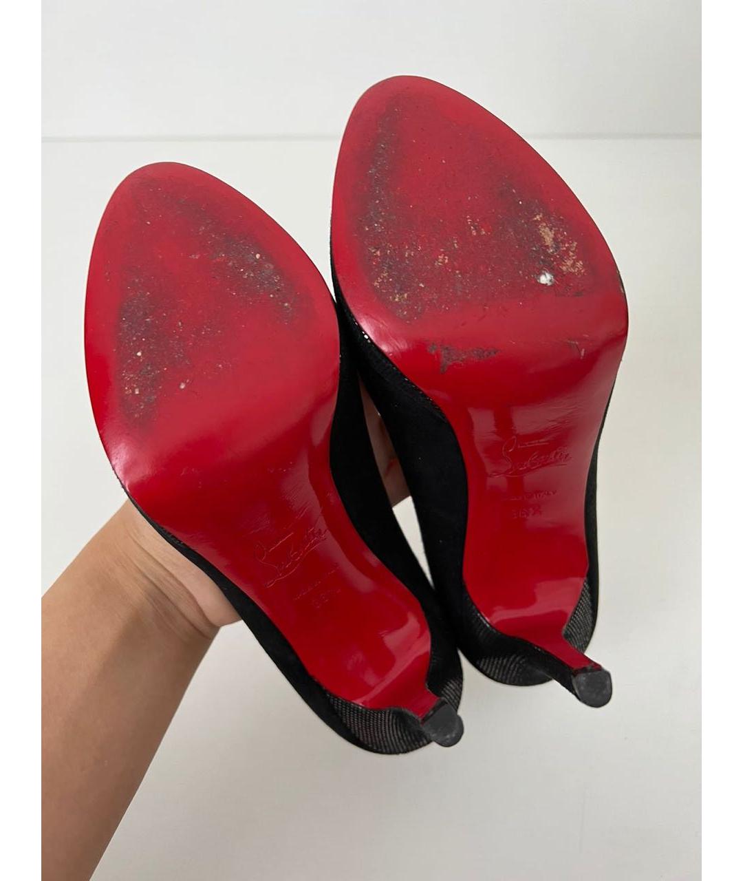 CHRISTIAN LOUBOUTIN Черные замшевые туфли, фото 8