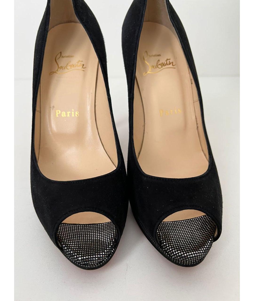CHRISTIAN LOUBOUTIN Черные замшевые туфли, фото 6