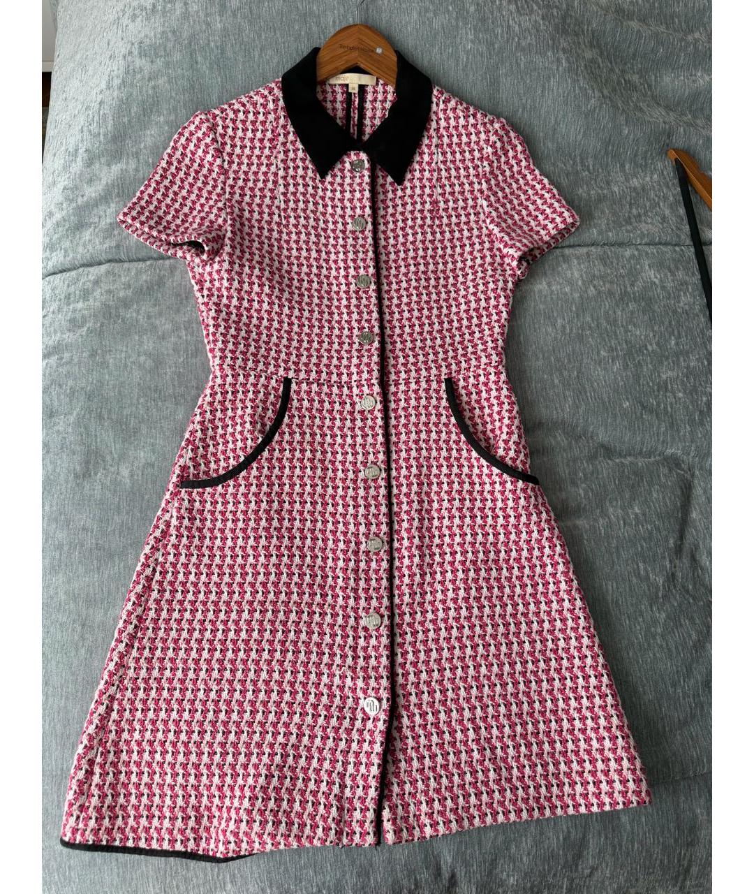 MAJE Розовое твидовое повседневное платье, фото 7