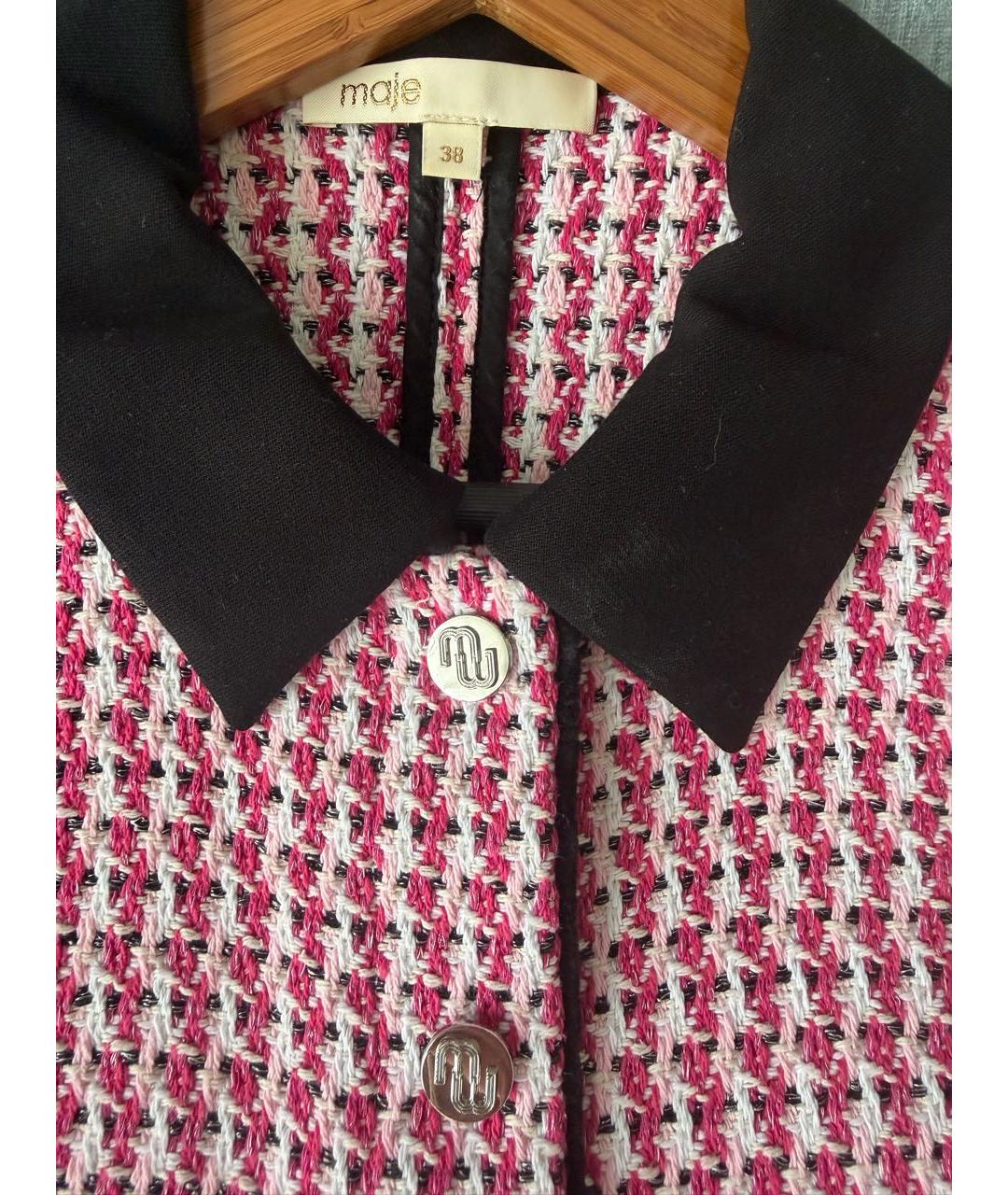 MAJE Розовое твидовое повседневное платье, фото 3