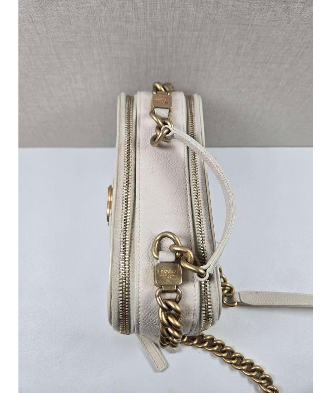 CHANEL Белая кожаная сумка через плечо, фото 4