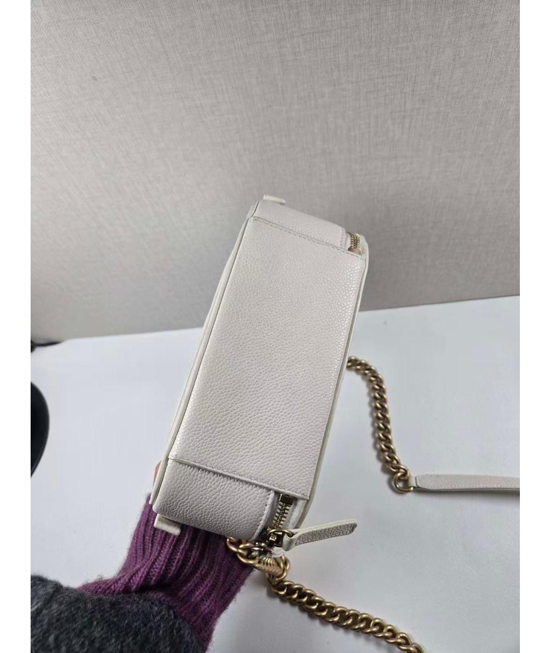 CHANEL Белая кожаная сумка через плечо, фото 5