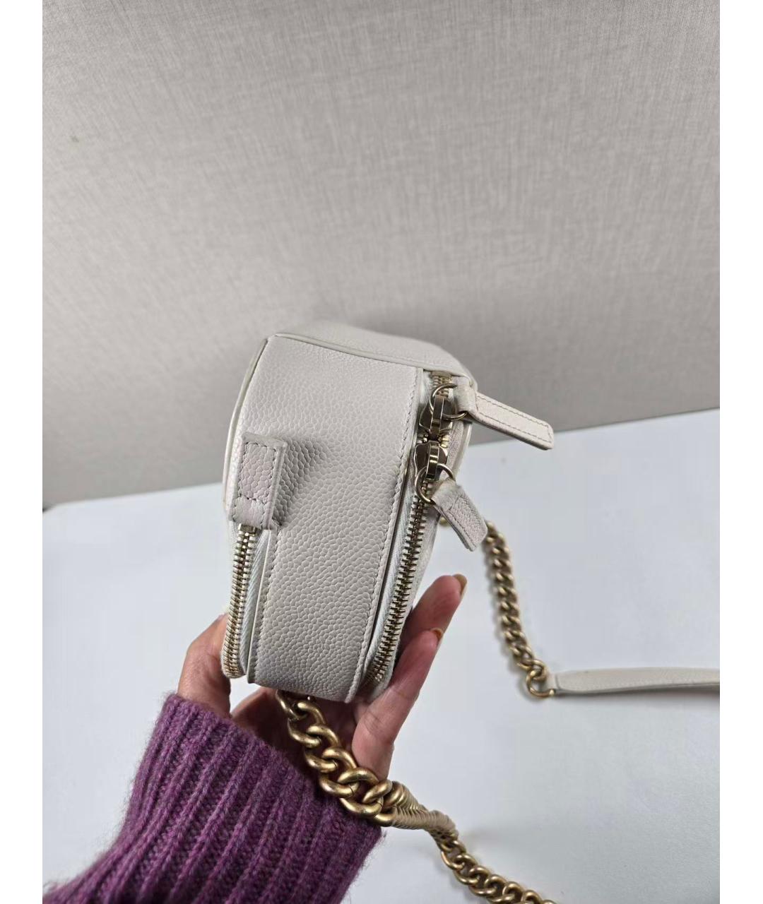 CHANEL Белая кожаная сумка через плечо, фото 6