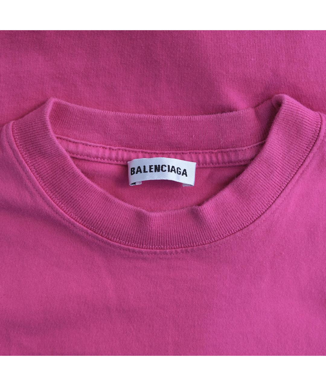 BALENCIAGA Розовая хлопковая футболка, фото 3
