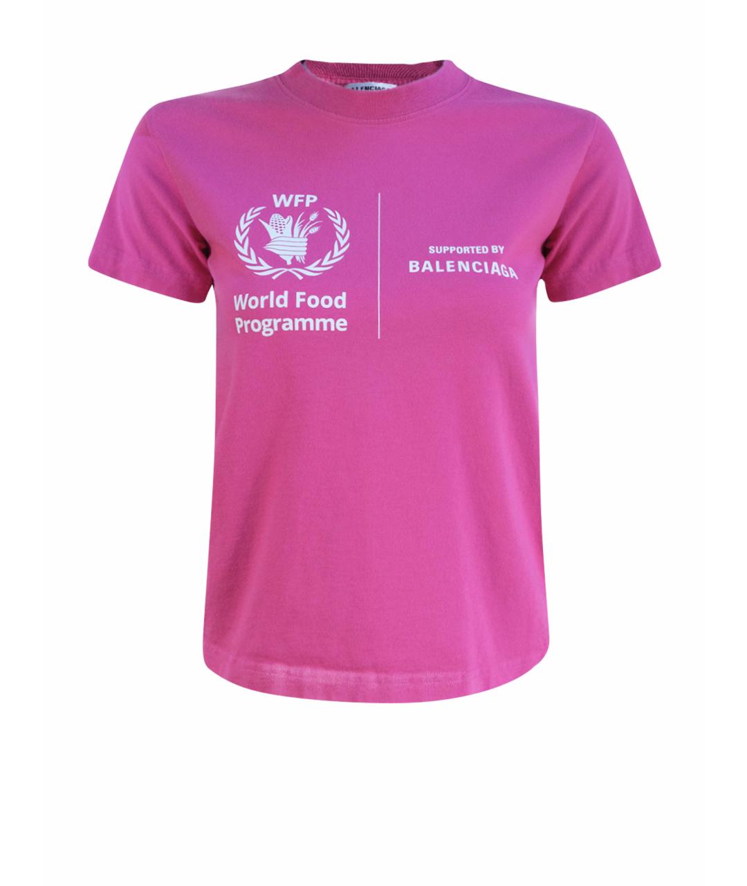 BALENCIAGA Розовая хлопковая футболка, фото 1
