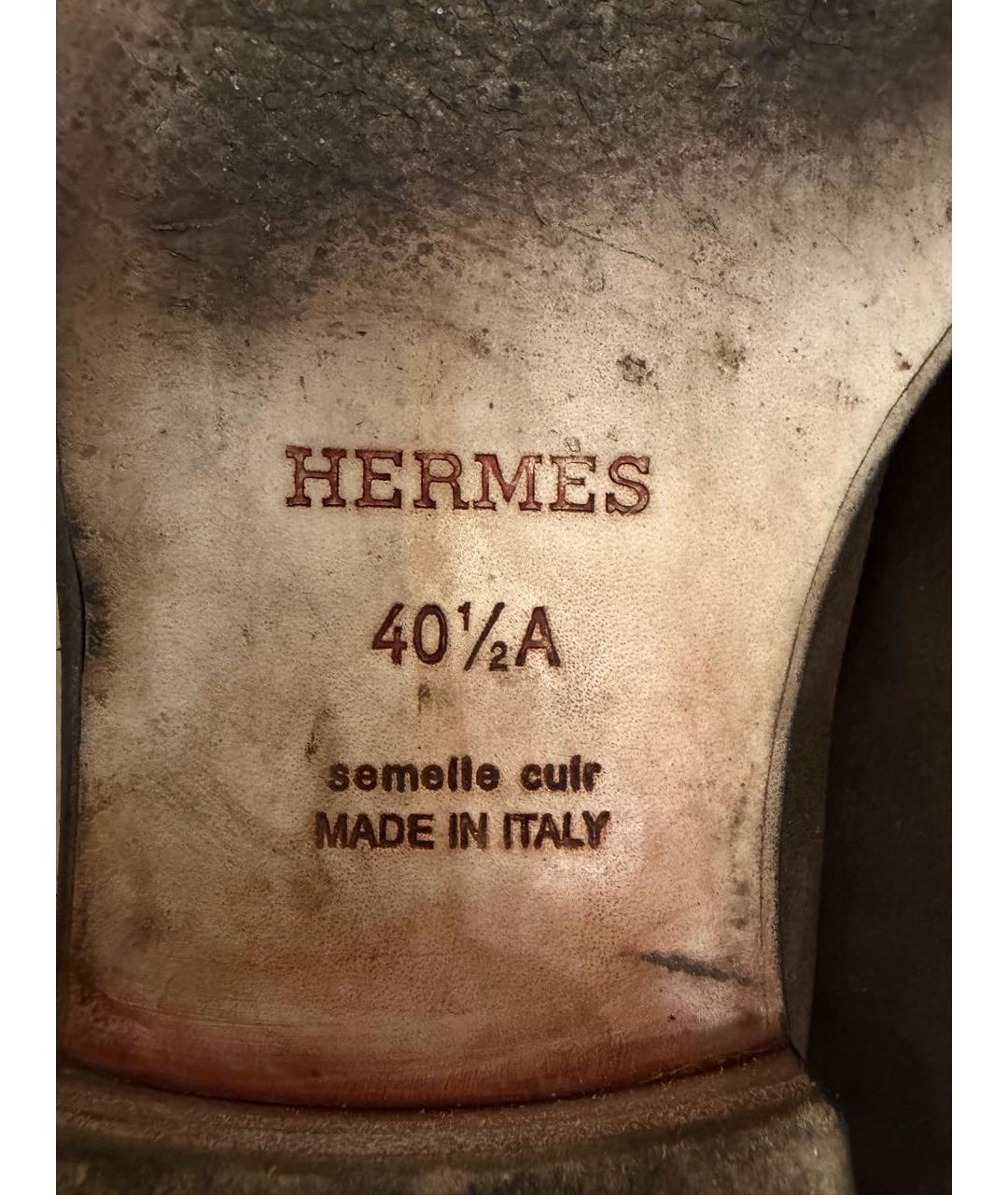 HERMES Коричневые замшевые лоферы, фото 6