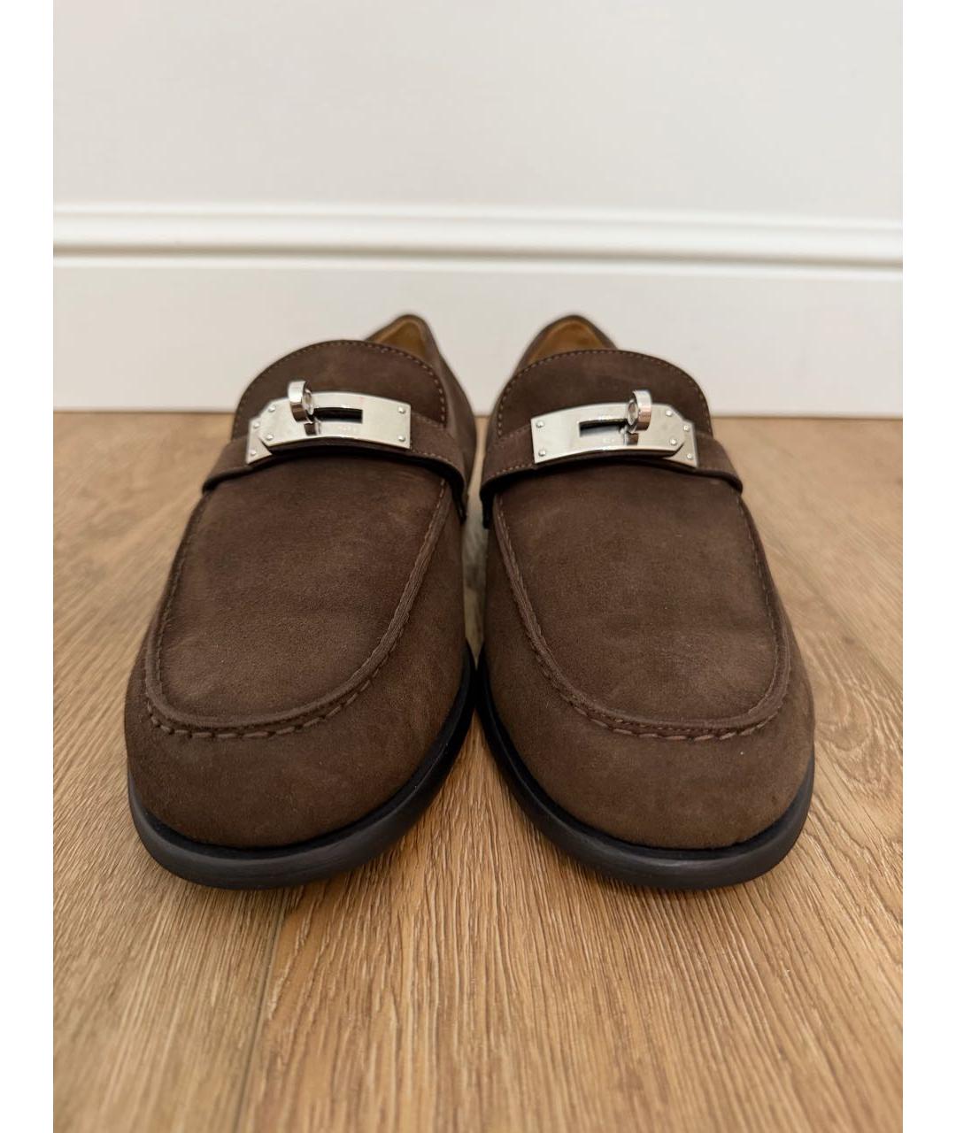 HERMES Коричневые замшевые лоферы, фото 2