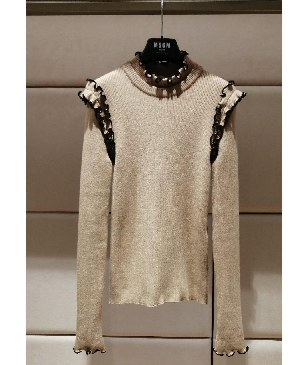 MSGM Бежевая шерстяная водолазка, фото 3