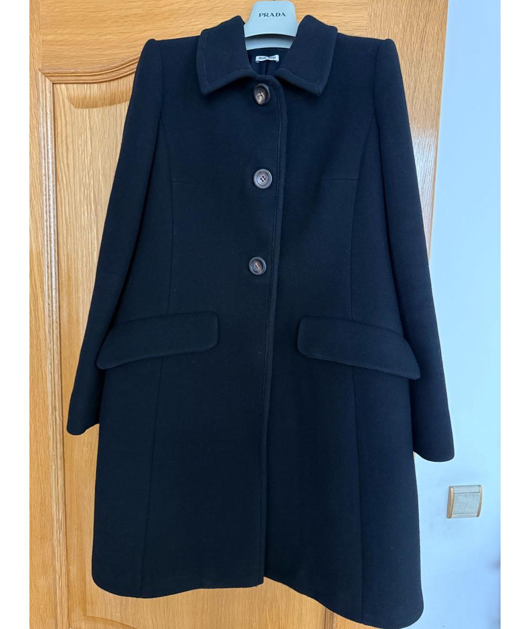 MIU MIU Черное шерстяное пальто, фото 3